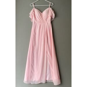 Hebeos Ethereal Dainty Fairy Flowy Formal Bridesmaid Prom Maxi Dress Pink